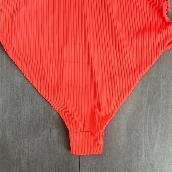 BEBE NWOT Fluorescent Orange Cut-Out One Piece Swimsuit, Size L - Picture 13 of 14